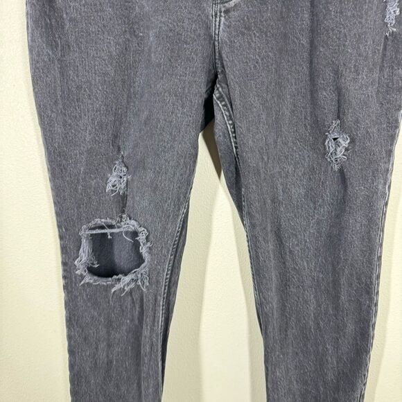 Abercrombie & Fitch Curve Love The Dad High Rise Jeans Black Distressed 14 Short - Picture 3 of 9